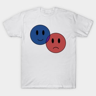 Blue and Red - Smile and Frown T-Shirt